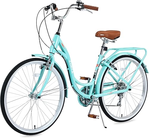 Bicicleta de playa para mujer de 26 pulgadas para mujer, bicicleta de asiento ajustable, bicicleta de viaje de 7 velocidades para mujeres adultas,