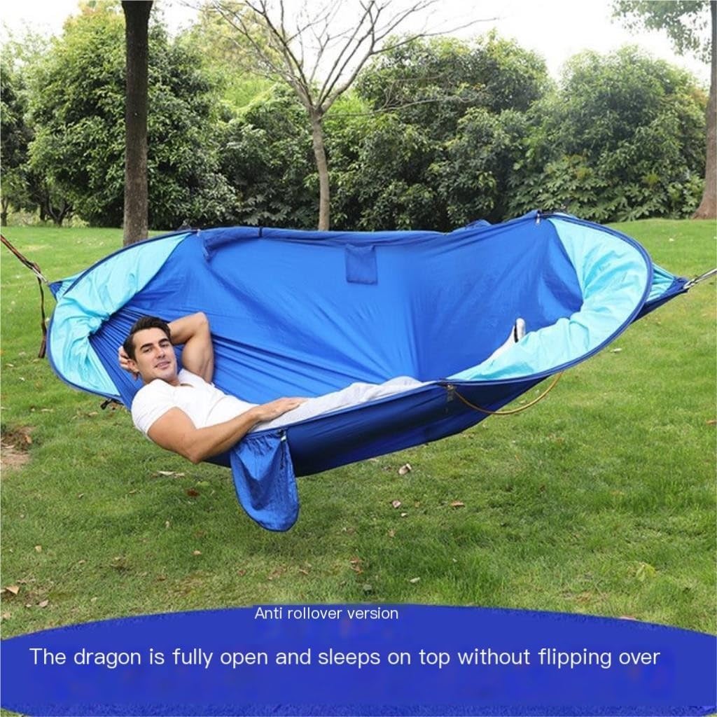 Hammock Double Anti-Rollover Hammock Quick-Open Mosquito Net Outdoor Home Hammock Camping Outdoor Double Mosquito Proof Tent Hammock Outdoor(Green)