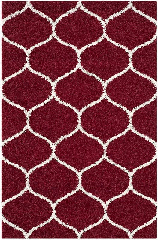 Image of Shaggy Carpet for Living Room 12X18 FEET Fluffy Plush Area Rug, Thick Fur Floor Carpet Modern Cozy Rug for Home Decor, Kids Room Bedside Hall, Durable Comfortable Shaggy Rug (RedIvory)
