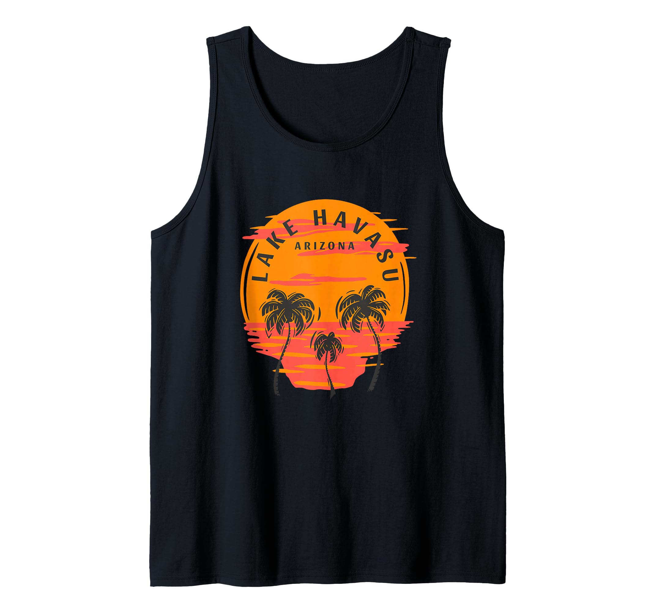 Lake Havasu Arizona Palm Trees Sunset Skull Beach Vacation Tank Top