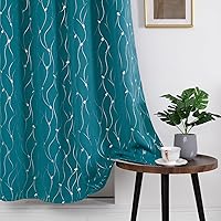 Vista 146 de BGment Room Darkening Curtains 95 Inches Long, Grommet Thermal Insulated Blackout Curtains with Wave Line and Dots Printed for Bedroom, 2 Panels