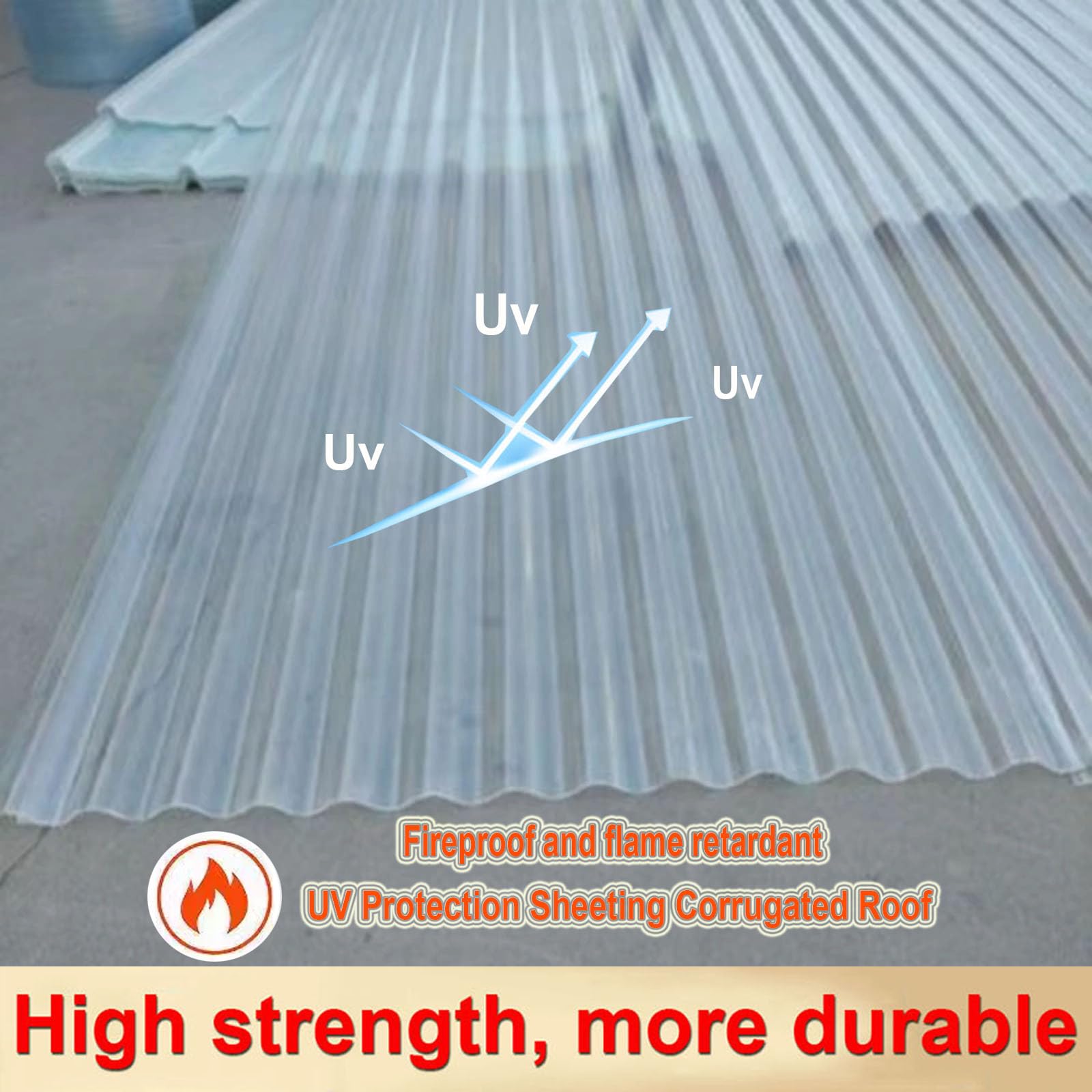 1.5mm Hojas De Techo Corrugado,2/4/5/8/10/13/15/20pcs Panel Para Tejado Transparente,Placa De Iluminación Natural De Fibra De Vidrio,Chapa Ondulada Para Invernaderos (0.9×1.1m,4pcs)