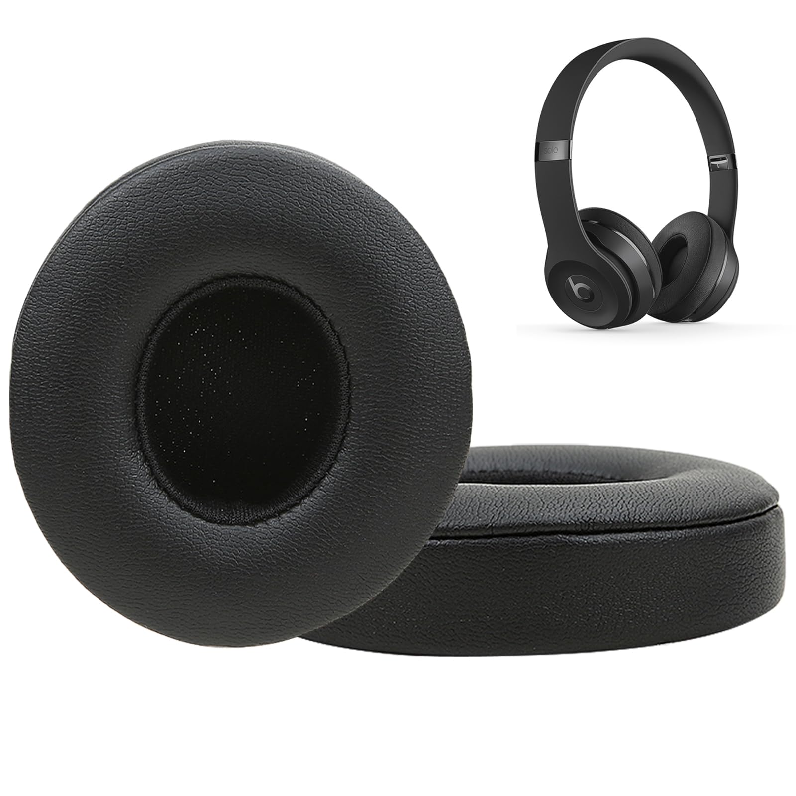 Ear Pads Cushions for Beats Solo3/Solo2 A1796/B0534 Wireless Headphones with Upgraded Memory Foam& Sweat-Proof Protein Leather (Black)