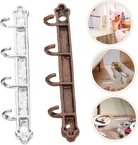 Miniatura 6 de Alasum Mini gancho de cocina, mini casa de muñecas, mini perchero montado en la pared, ganchos de pared para casa de muñecas en miniatura,