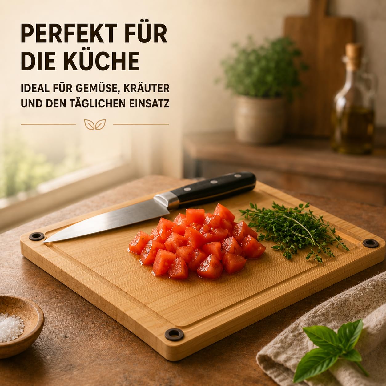 BOARDBUDDY Set di 3 taglieri con piedini in silicone antiscivolo by Molunda – Il tuo amico in cucina – innovative tavole in legno di bambù con supporto (3, 35 x 24 cm/32 x 22 cm/28 x 19,5 cm)