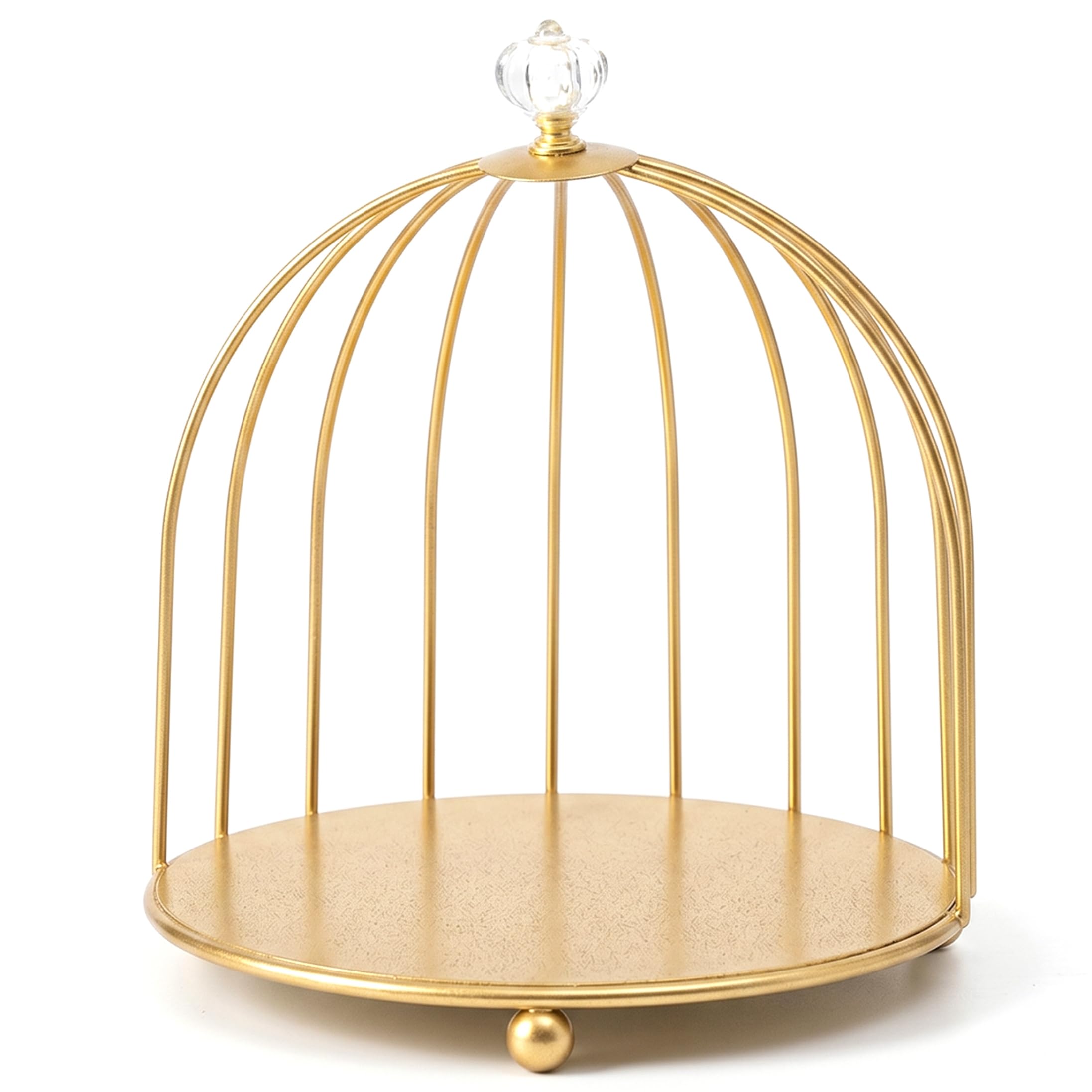 Jaula de pájaros de metal y cristal, estante de joyería exclusivo