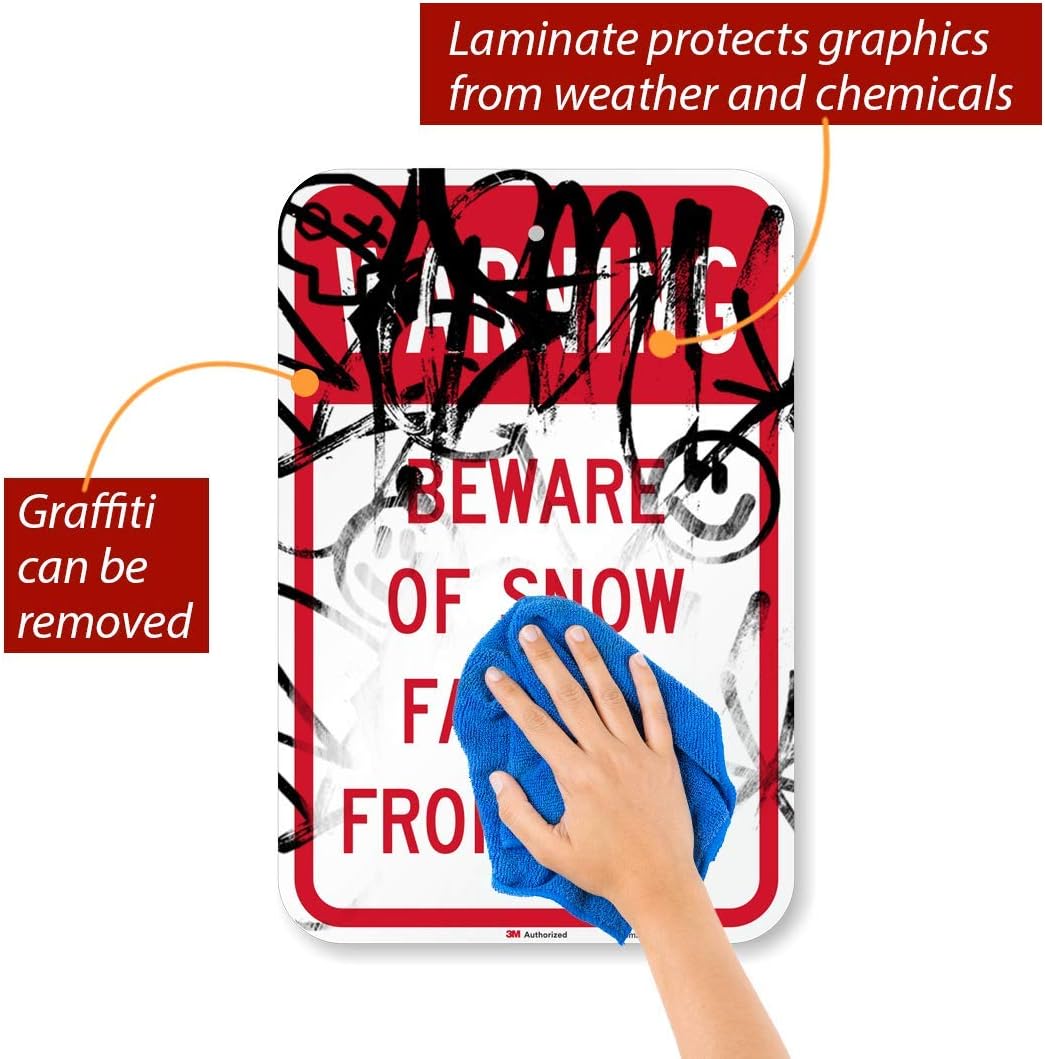 SmartSign "Warning - Beware Of Snow Falling From Roof" Sign | 12" x 18" 3M Engineer Grade Reflective Aluminum
