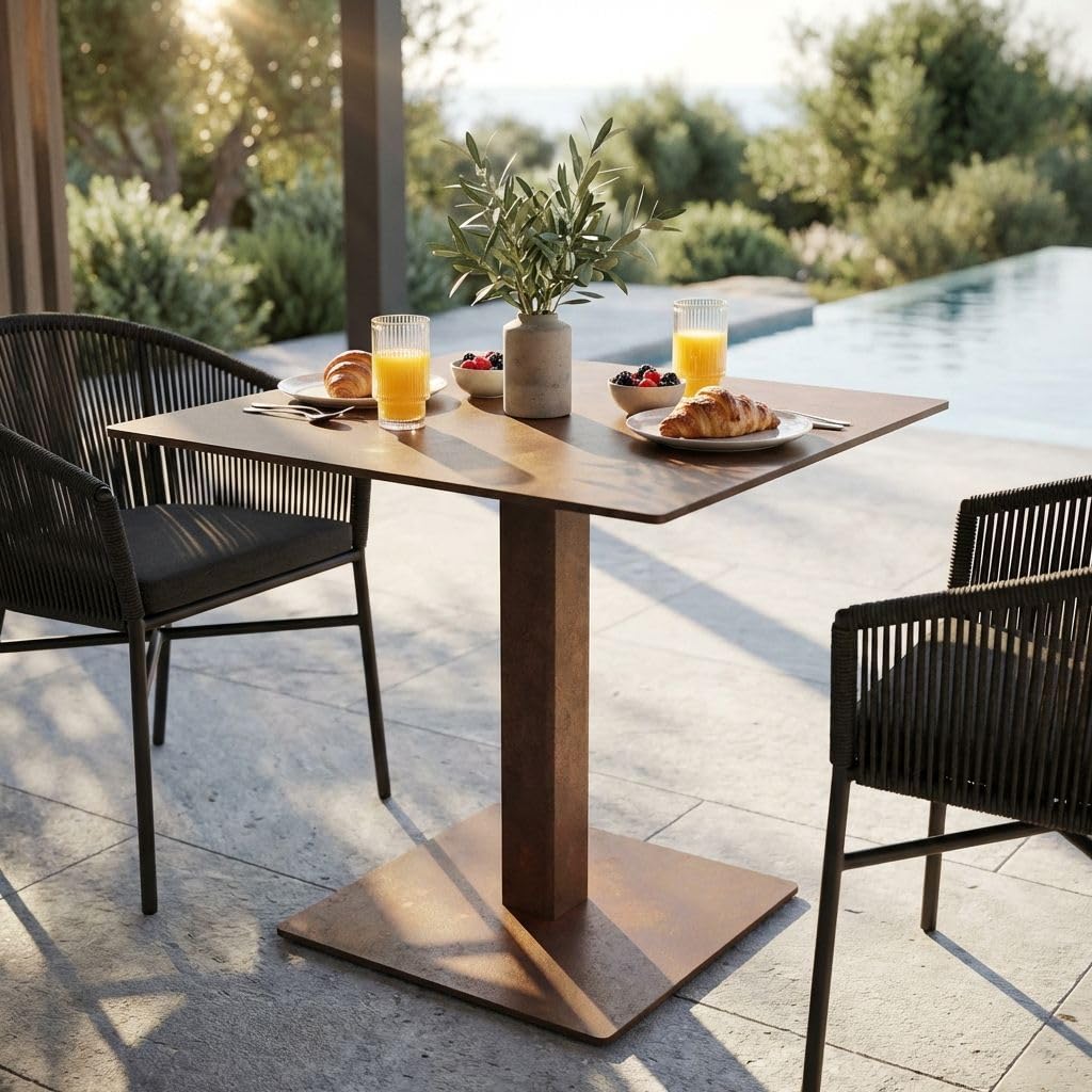 milani home - base per tavolo da pranzo a colonna 50 x 50 x 72 cm, bronzo, acciaio