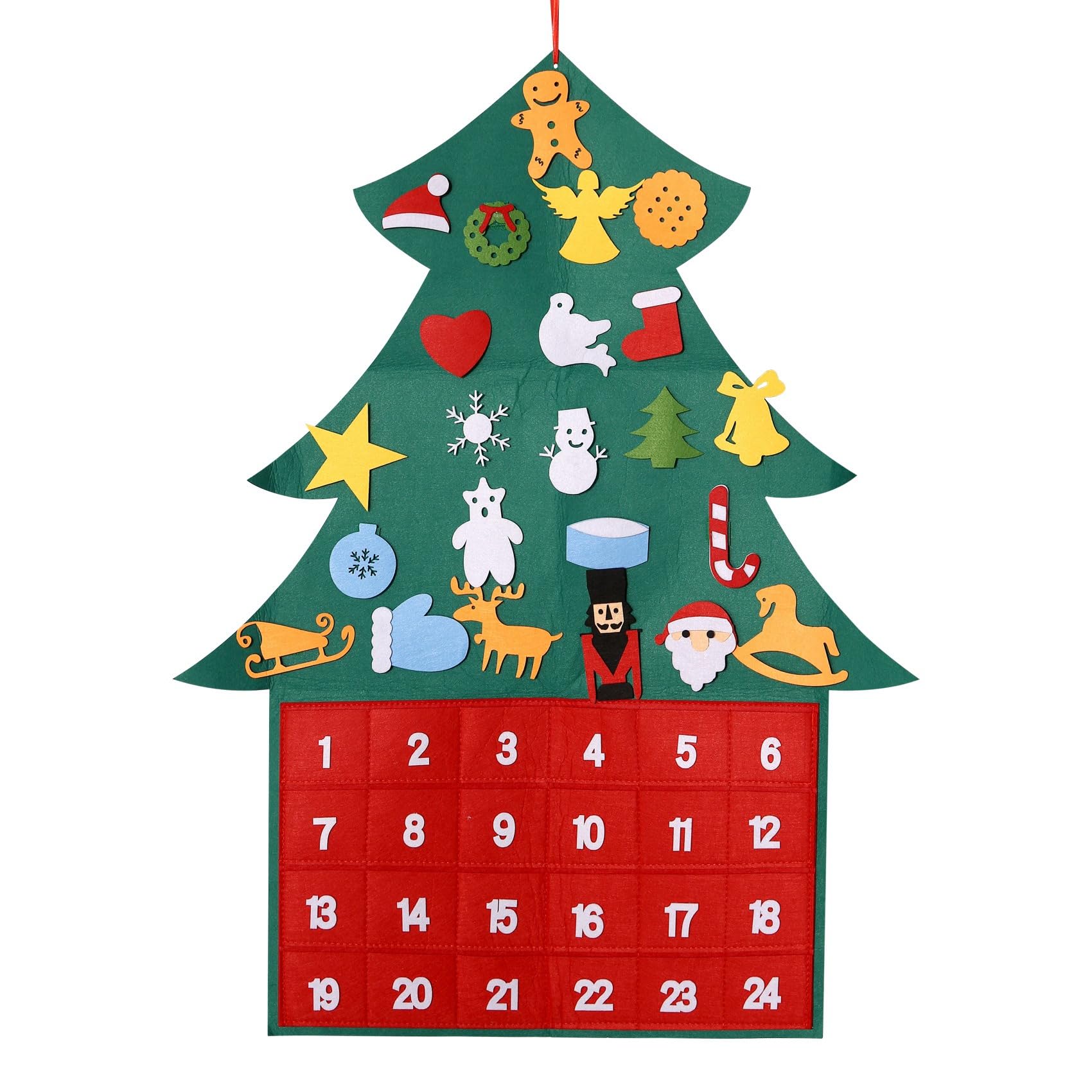 CTRLZS Christmas Calendar Felt Christmas Tree DIY Hanging Pendant Christmas Tree Ornaments for Home Xmas Decoration