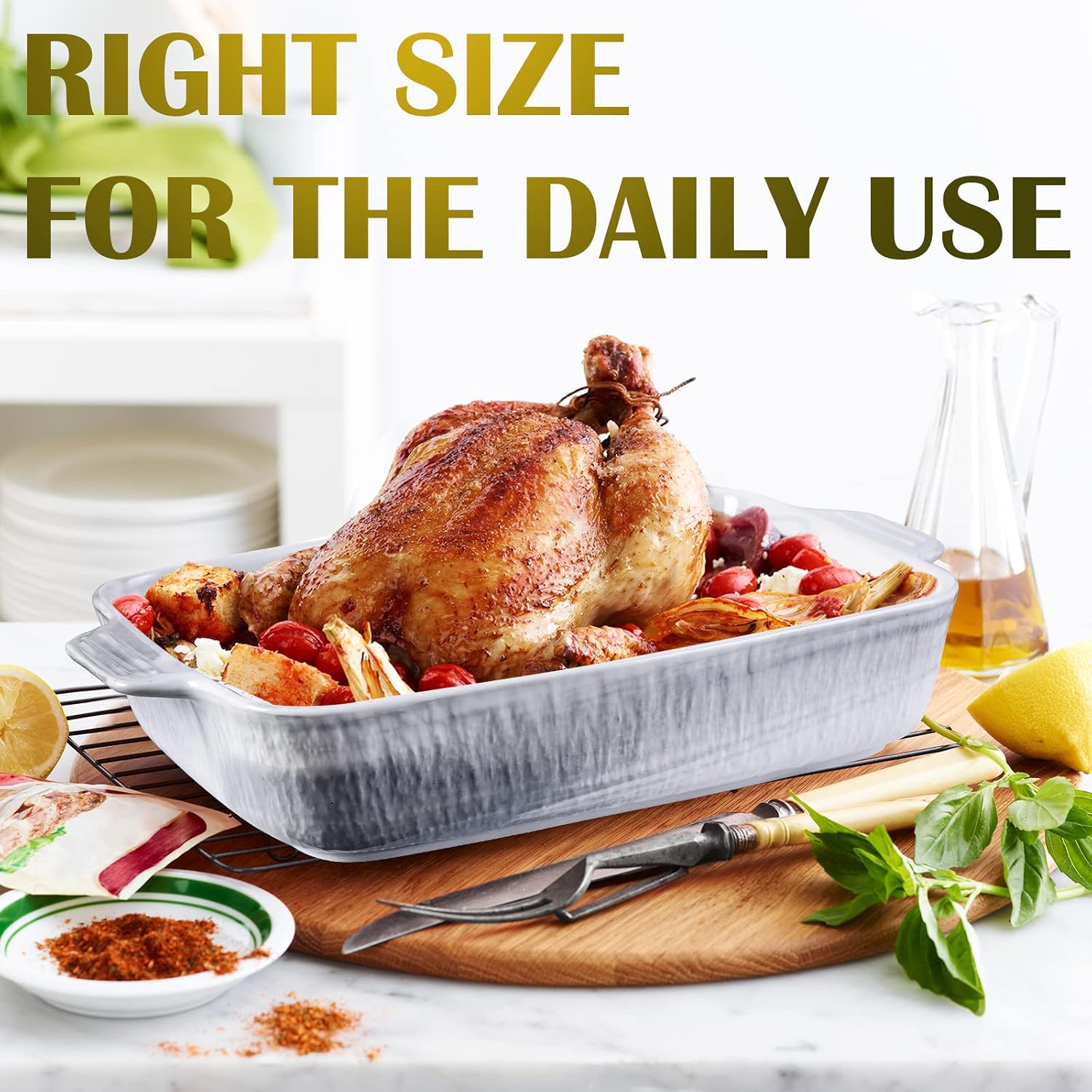 Yundu Grey Ceramic Bakeware Set of 3, 9.5"/12.4"/14.4"