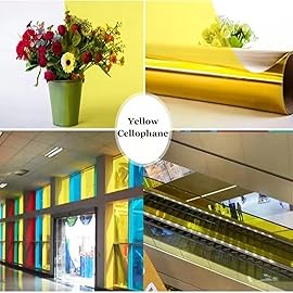 Vanhench Wrapping Paper for Gifts, Wrapping Paper for Men Gift Basket, Gold Cellophane Wrap, 16 x 100\' 3Mil Thick Cellophane Wrap Roll for Gift Basket, Yellow Wrapping Paper Roll