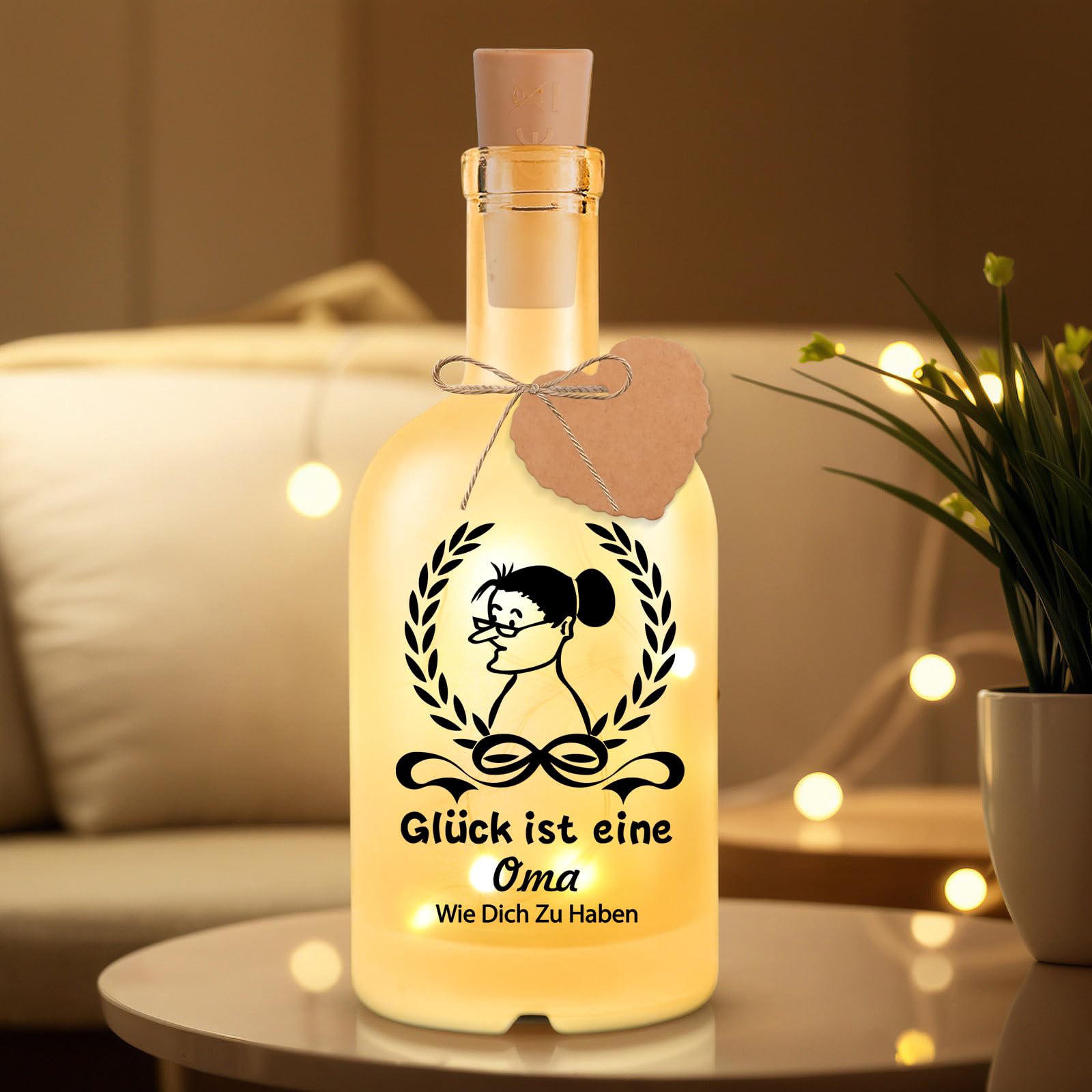 Szhhrxi Oma Geschenke LED Flaschenlicht, Geschenk für Oma zum Geburtstag Weihnachten, Geschenk für Omas von Enkel, Weihnachts geschenk Oma, Beste Oma Geschenke(NN)