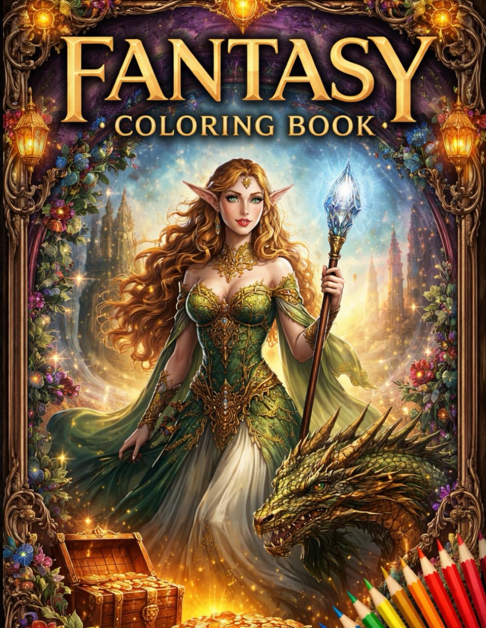 Mystic Kingdoms: A Fantasy Coloring Book for Adults: Intricate fantasy illustrations for relaxation and stress relief