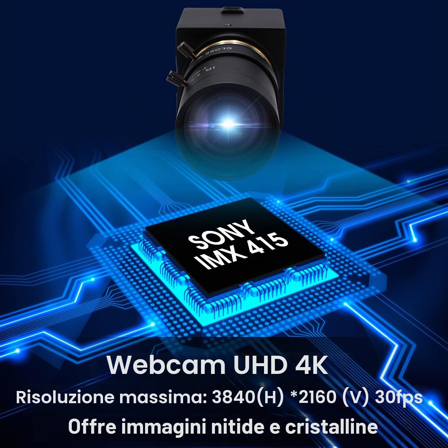 Svpro 4K HD Webcam con obiettivo varifocal 5-50mm, fotocamera USB con zoom ottico 10X con sensore Sony IMX415, fotocamera ad alta definizione 3840x2160@30fps per Windows Linux Andorid MAC OS