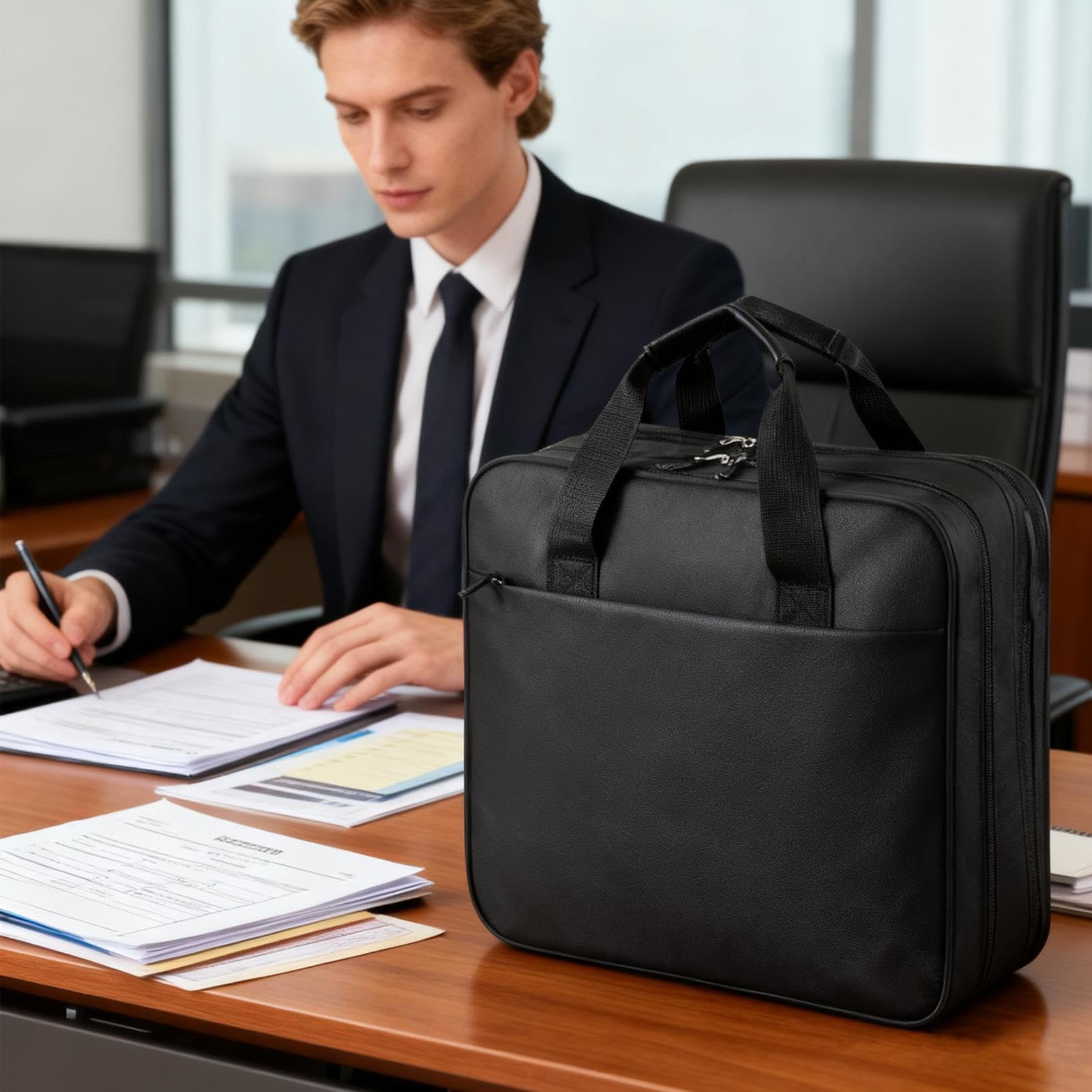 Portabustelle Con Cerniera E Cinturino Con Tracolla E Capacità 500 Fogli | Raccoglitore Con Cerniera 3 Anelli Con Manico Per Documenti Laptop Quaderno Studenti Insegnanti Scuola Ufficio Viaggio St