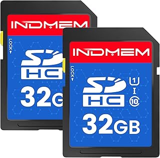 INDMEM SD Card 32GB (2 Pack) - SDHC Flash Memory Card UHS-I U1 Class 10 High-Speed Full HD Video Compatible with Digital Point-and-Shoot Cameras, HD Camcorders, DSLR and PC