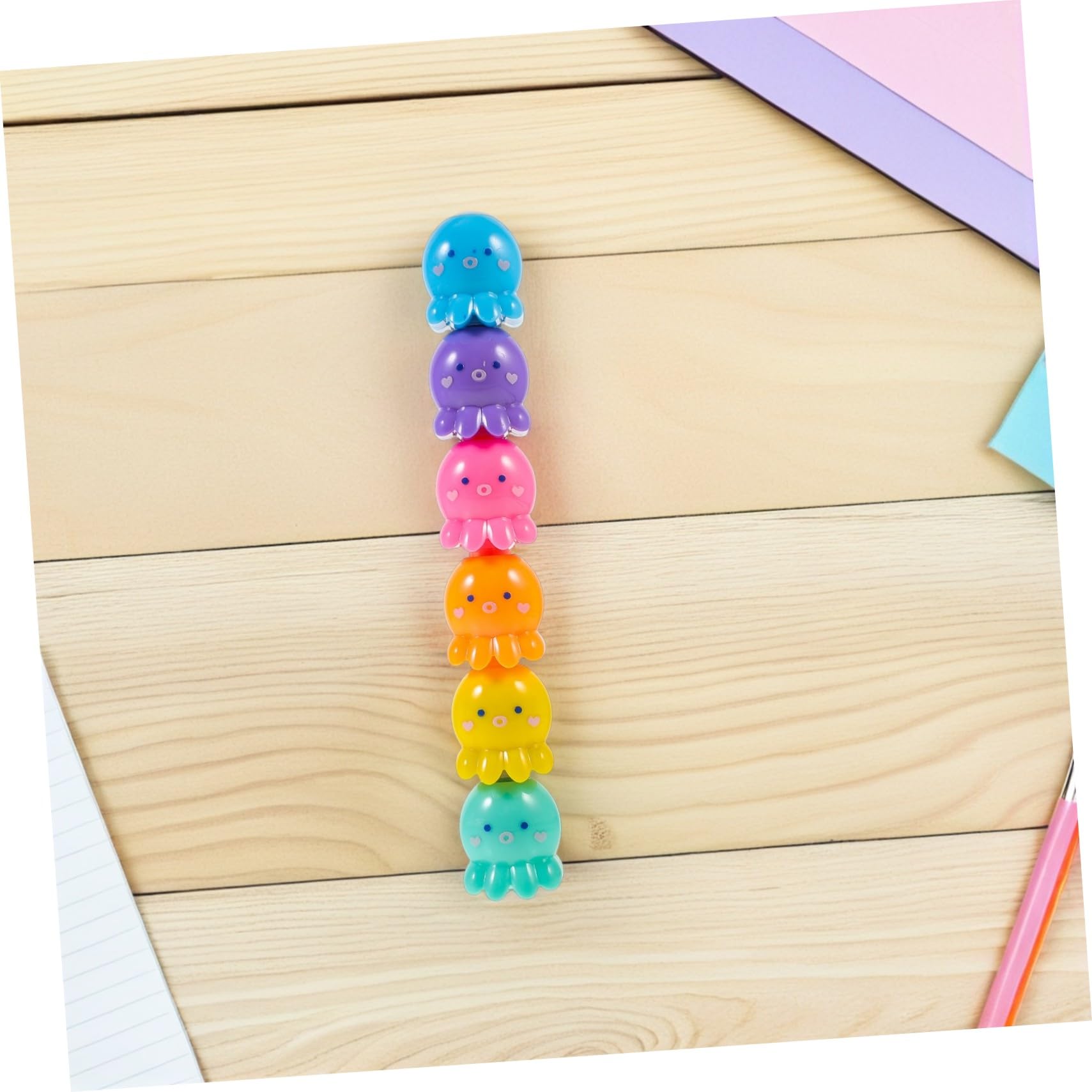 Angoily 2 Set Mini Evidenziatori Fluorescenti Polpo Design Impilabile e Compatto Penne Colorate per Studenti e Scrittura Scuola e Ufficio