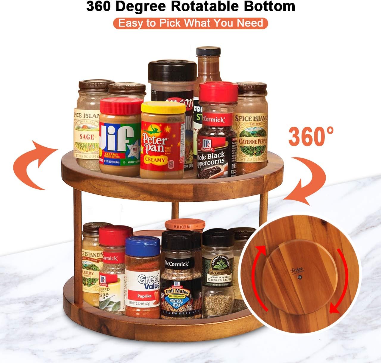 Buy AIDEA Acacia Wood Lazy Susan Organizer,Lazy Susan Turntable for