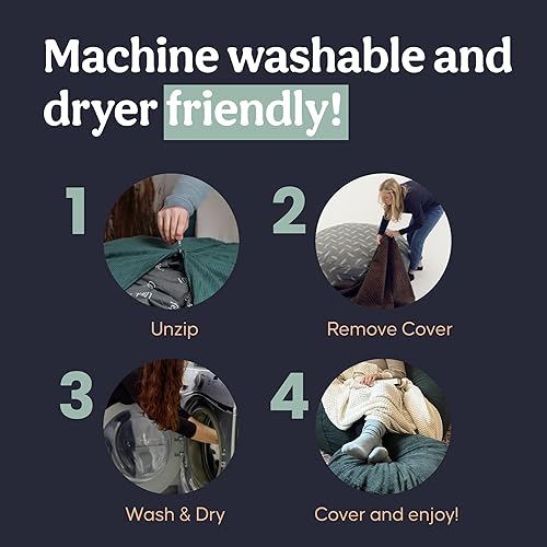 Miniatura 6 de CordaRoy's Puf de pana, puf, reposapiés, funda otomana de tela lavable con inserto de espuma duradera, reposapiés versátil para sótano, sala de