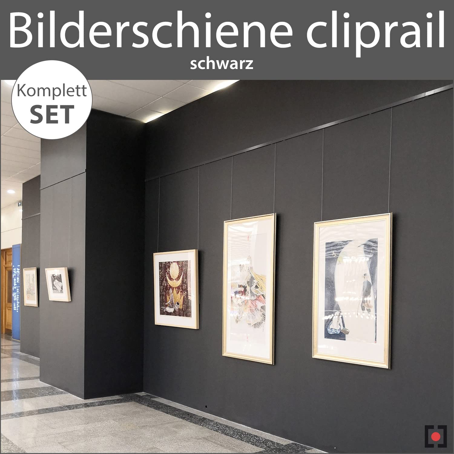 STRÜSSMANN® Bilderschienen cliprail - Bilderschienen-4-M-Komplett-Set schwarz
