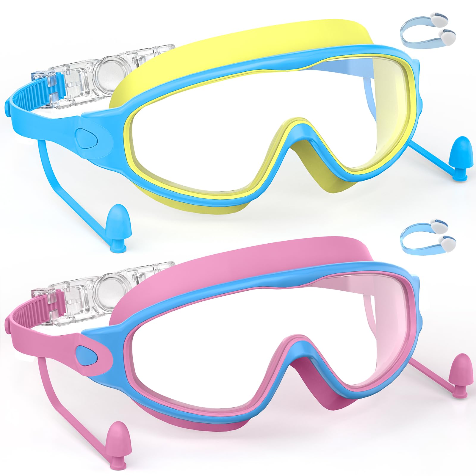Yidoroye Kids Swimming Goggles 3-15 with Earplugs Large Frame