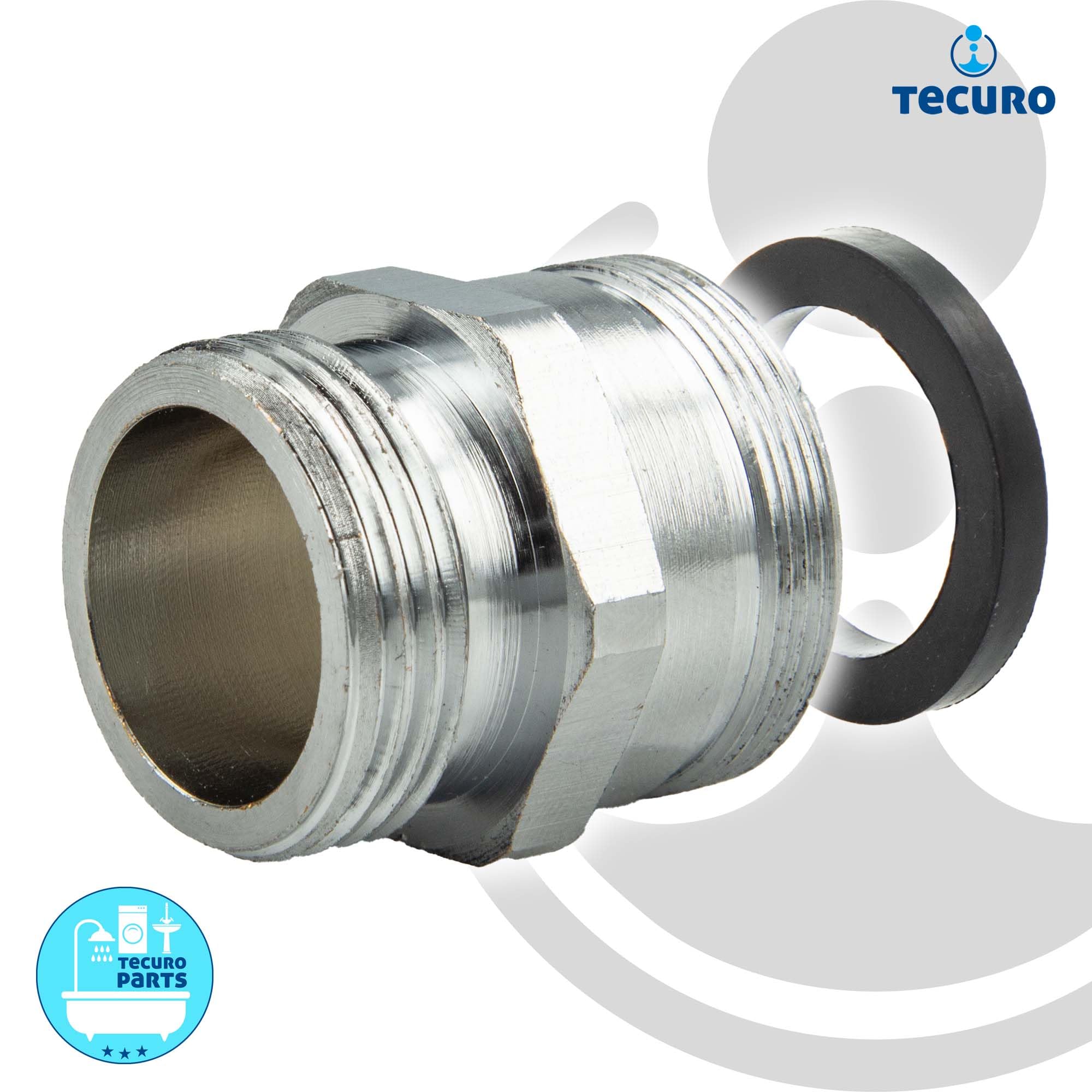 Image secondaire de tecuro Brise-jet – Adaptateur de robinetterie pour tuyau de jardin M28 x 1, chromé