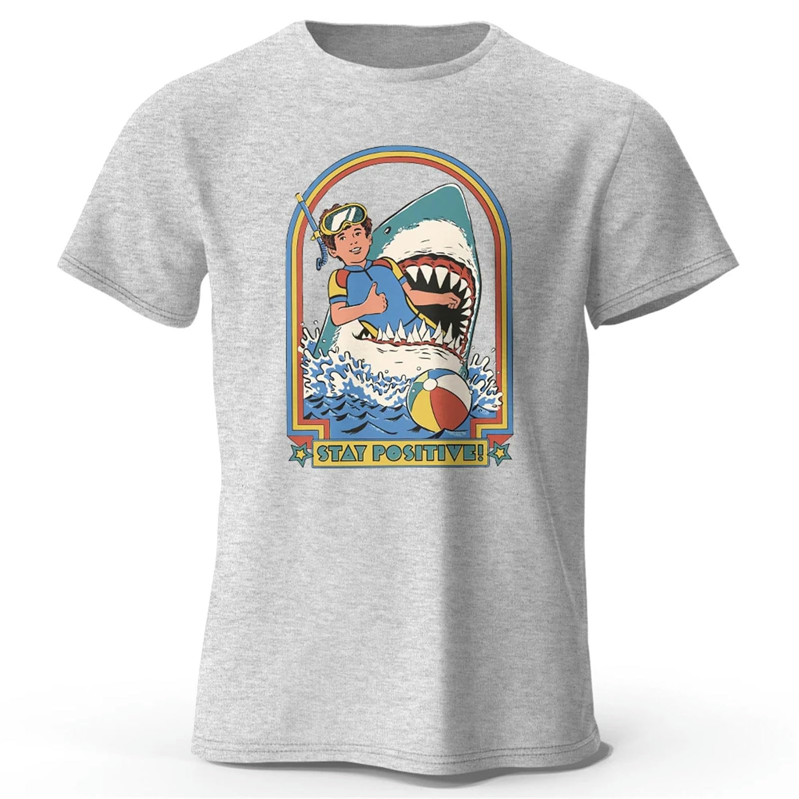 T-Shirt Homme Coton Imprimé Rétro Gris 2XL | Haut Confortable d'Été