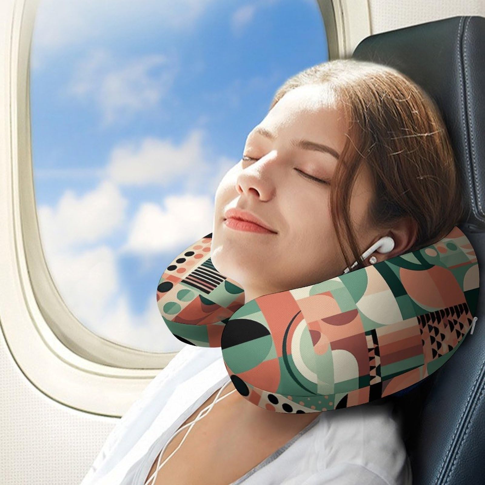 Almohada en forma de U de diseño simple, núcleo de almohada de espuma viscoelástica, cojín, proporciona apoyo para el cuello, almohada de viaje, adecuada para aviones, coches, hogares y