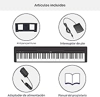 Vista 3 de Yamaha P45B - Teclado de piano digital portátil de 88 teclas con reposapiés, interruptor de pie de sustain, altavoces incorporados, conectividad