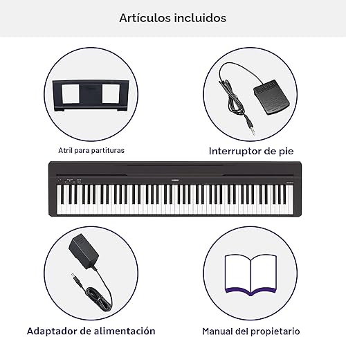 Miniatura 3 de Yamaha P45B - Teclado de piano digital portátil de 88 teclas con reposapiés, interruptor de pie de sustain, altavoces incorporados, conectividad