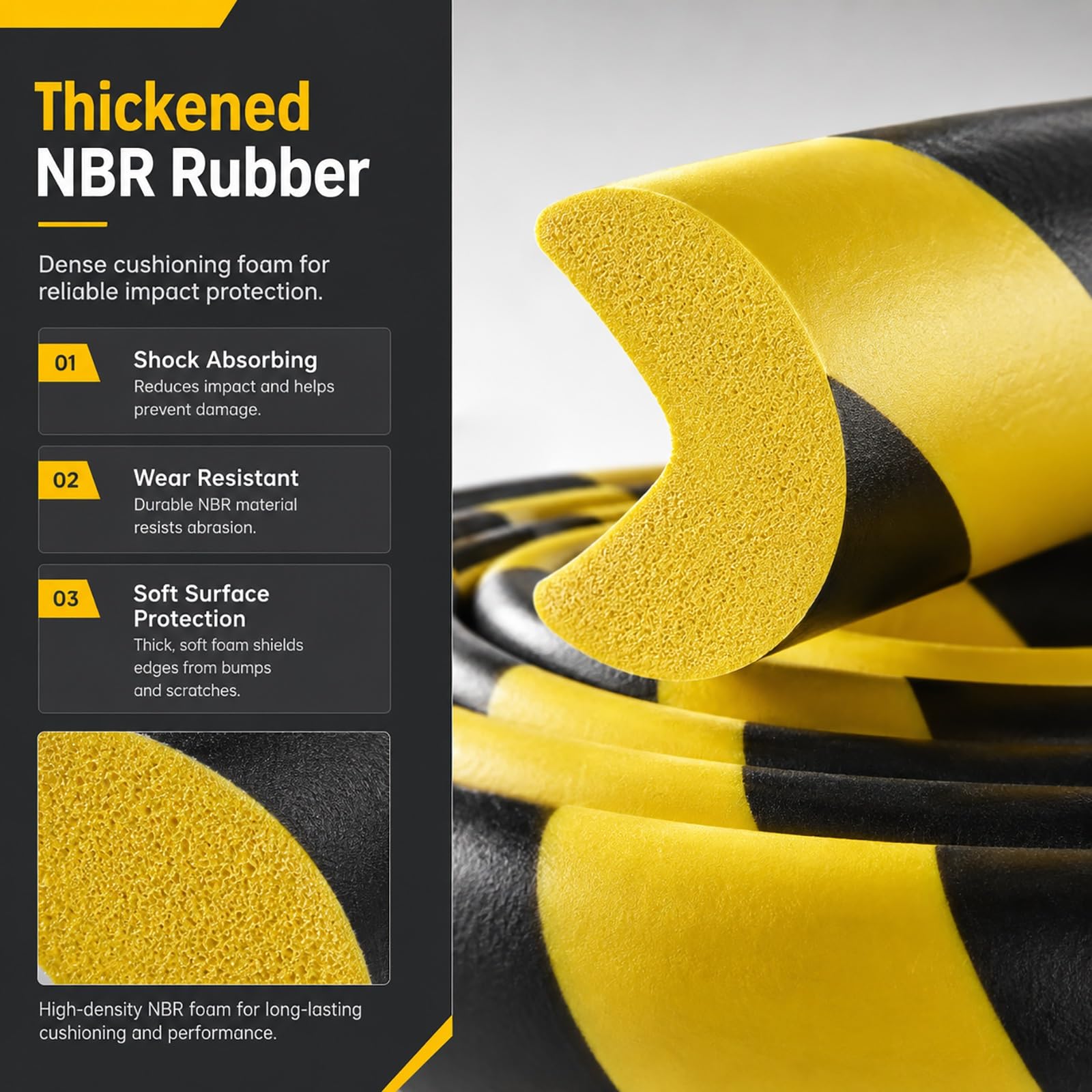 Protectores de esquina en forma de L, paquete de 5, protectores de bordes de espuma NBR, acolchado de seguridad autoadhesivo para estantes de almacén y estantes de garaje