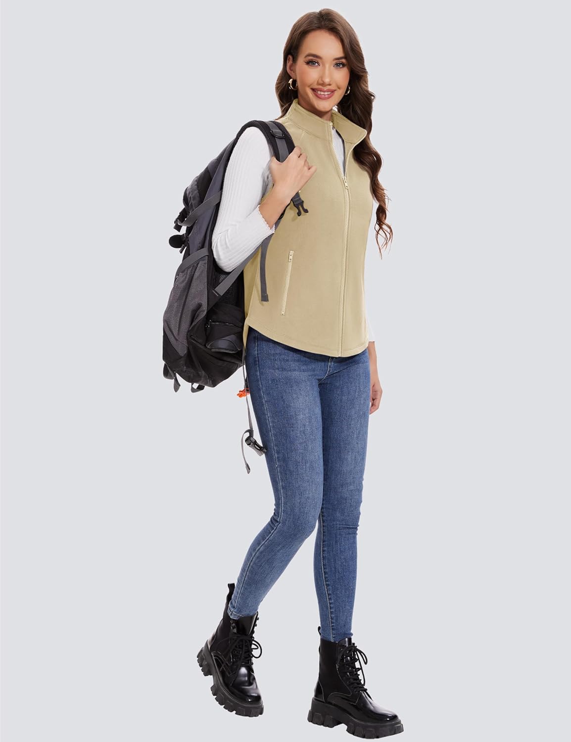 MAGCOMSEN Women's Fleece Vest with Zipper Pockets Zip Up Sleeveless Jackets Lightweight Soft Warm Polar Vest Outerwear - Image 7