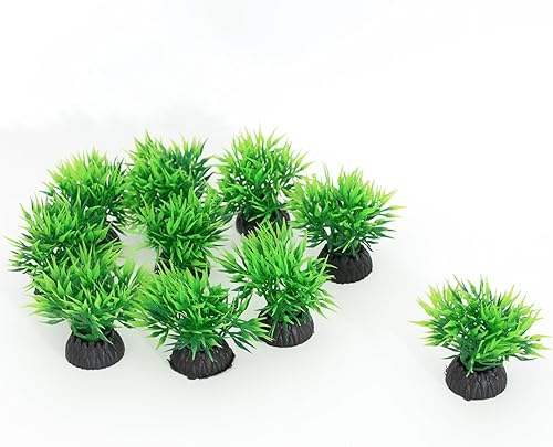 Miniatura 6 de Decoraciones para peceras de acuario, 12 piezas pequeñas de plástico artificial verde para pecera, adornos seguros para peces Betta