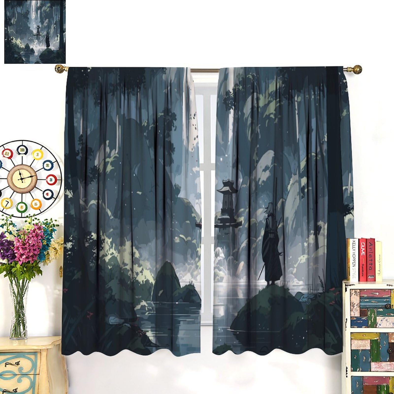 Cortinas Salón Opacas 110x215 Cm 2 Piezas Genérico Cortinas Salon Samurái Japonés, 110x215 Cm 2 Piezas - Cortinas Blackout Decoración Habitación