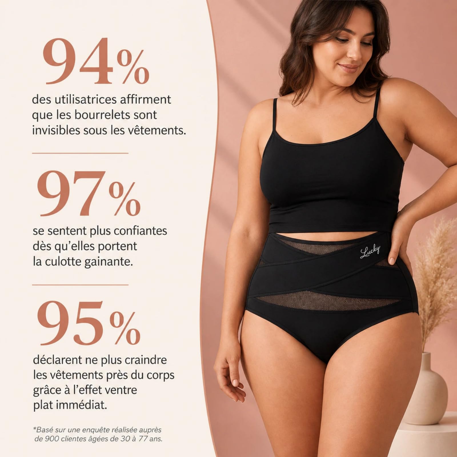 MEIION Maeline Culotte Gainante Taille Haute-Maintien Ventre Plat
