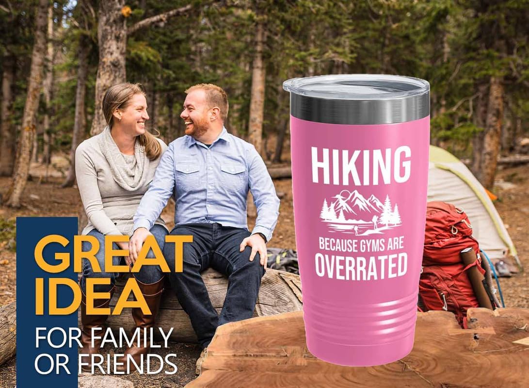 Hiking Pink Edition Viking Tumbler 20oz - Hiking Because - Hiking Woods Adventure Explorer Travel Outdoor Camping