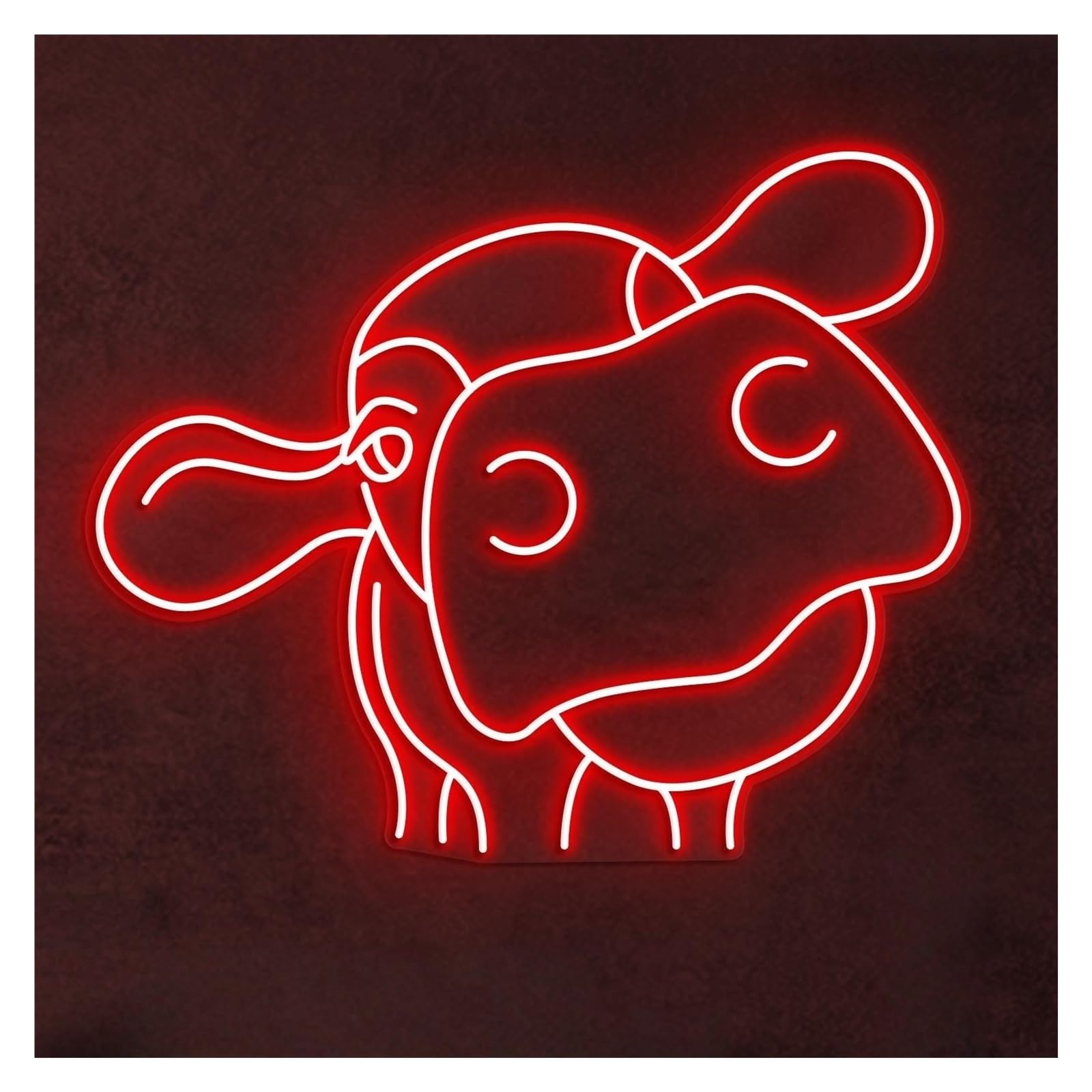 RONGCH Hanging Art Neon Signs Cow Head Neon Sign, Suitable for Farmhouse Home Decor with Brightness Adjustable 43cm(H)