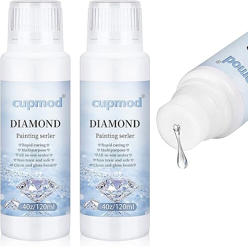 Sellador de pintura de diamante de 8.1 fl oz, pegamento de arte de diamante que no se desprende, capa protectora transparente, sellador de efecto de