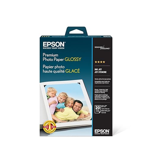 Epson S041464 Premium Photo Paper, 68 lbs., High-Gloss, 5 x 7 (Pack of 20 Sheets) - 5x7 Inches - 20 Sheets - Photo Paper