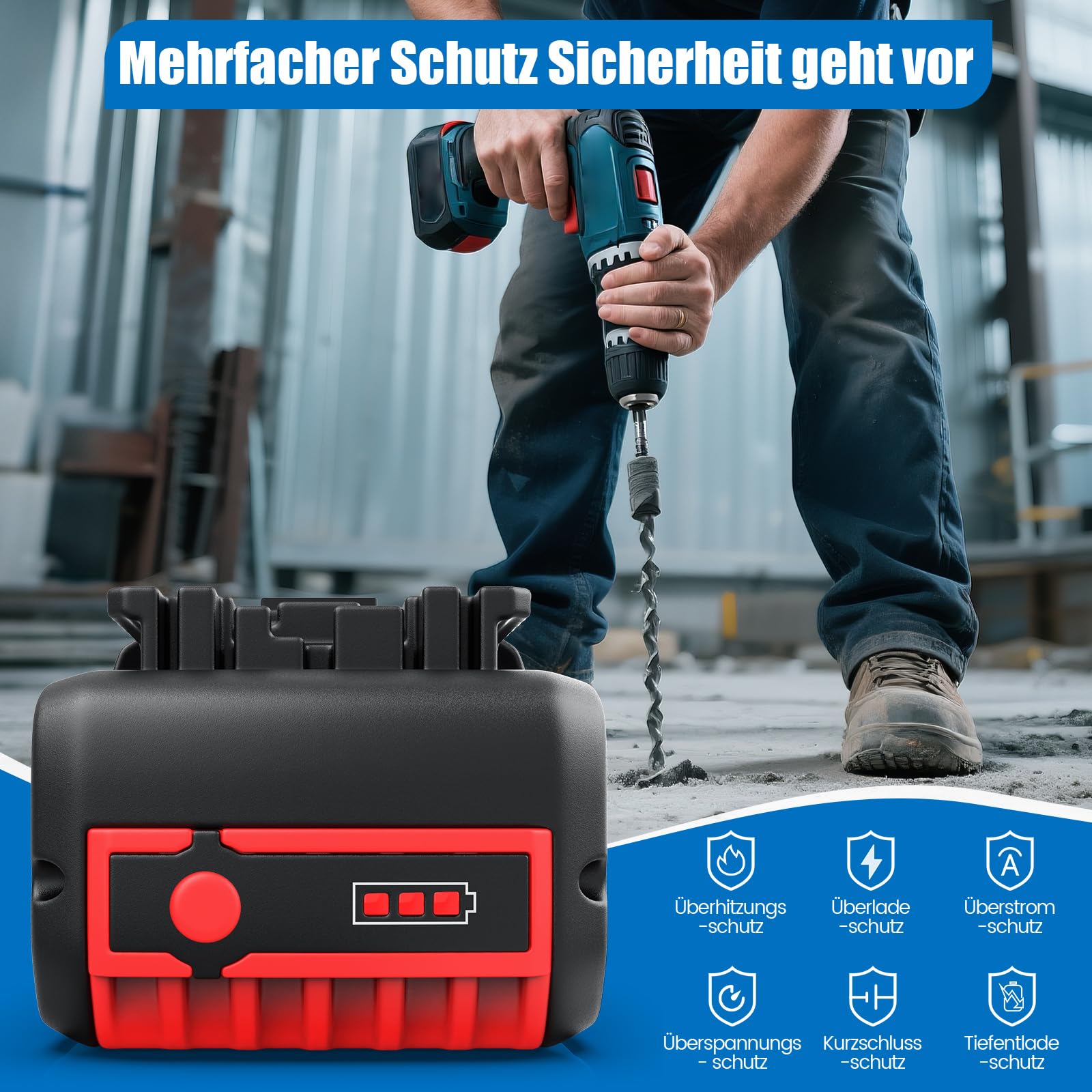 5,0Ah Ersatzakku für Bosch Akku 18V: Kompatibel BAT618 BAT609 BAT619 | 2-Stück Li-ion Werkzeugakku für Bosch Professional 18V System Akku GBA 18V