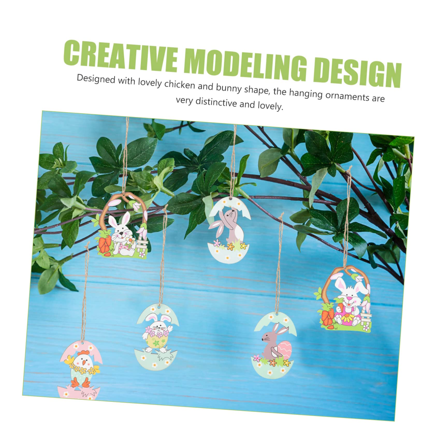 Abaodam 60pezzi Ornamenti Di Legno Forma Di Coniglio Pasquale Decorazioni Appese Per Albero Di Pasqua Accessori Creativi Per Feste e Foto Decorazioni Per La Casa e Compleanni