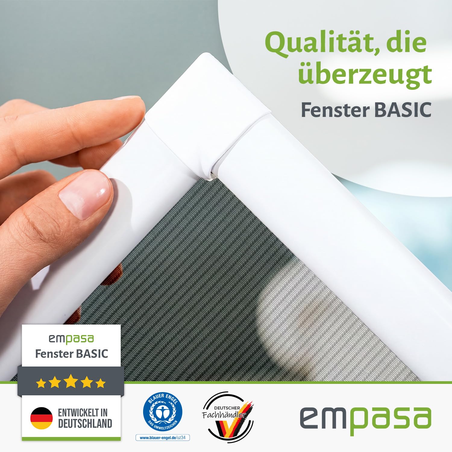 empasa Pollenschutz Fliegengitter Fenster Basic Alurahmen für Allergiker