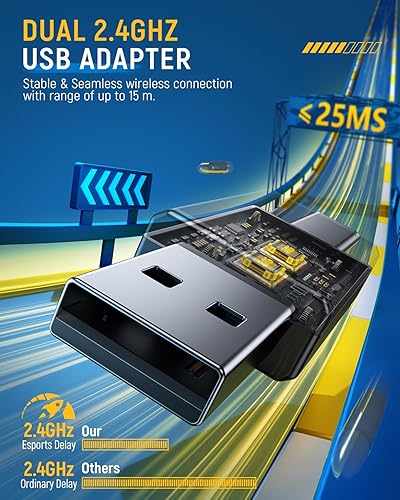 Vista 2 de Tatybo Wireless Gaming Headset for PC, Ps5, Ps4, 2.4 Ghz USB & Type-C Gaming Headphones with Microphone, 30H Battery Bluetooth Headphones for