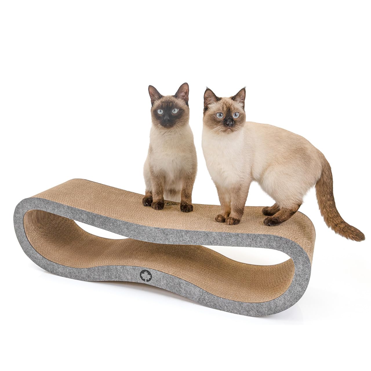 CanadianCat Company | Kratzbrett Orbit 2.0 mit Filz-Front - Kratzmöbel aus Wellpappe inkl. Katzenminze - große Kratzfläche für Katzen - Krallenpflege & Möbelschutz - ca. 84 x 24 x 23 cm