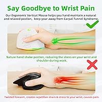 Vista 2 de Ratón ergonómico vertical inalámbrico recargable RGB de 2.4G y BT 5.1, 5 botones laterales, máximo 8400 DPI, para PC, portátil, para Windows 11 10