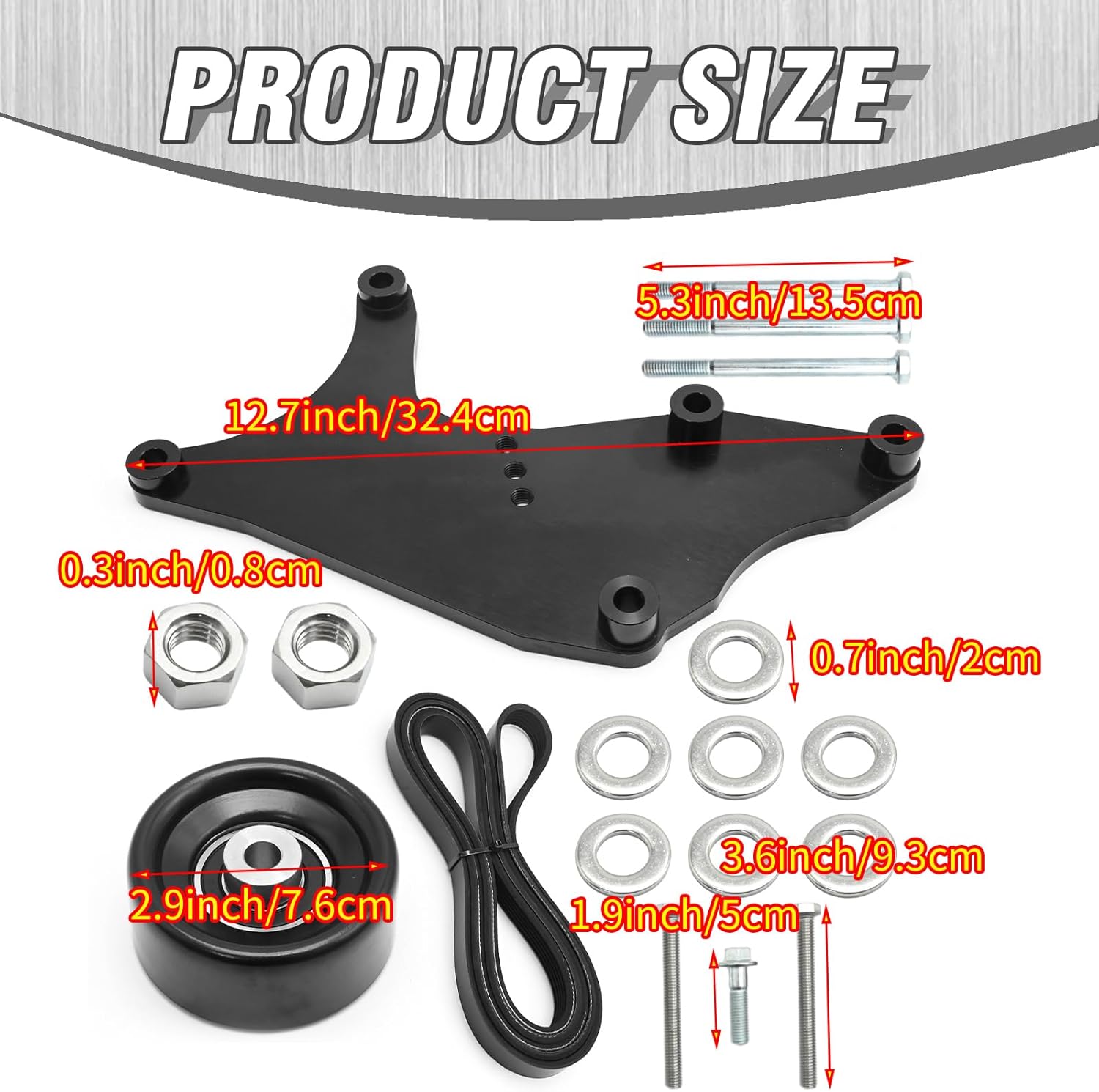 SUV Dual Alternator Bracket Kit Belt Idler Pulley Mounting Hardware, Replacement for Trucks and SUV 1999-2013 with the 4.8L, 5.3L, 6.0L, 6.2L Vortec V8 Gas Engines