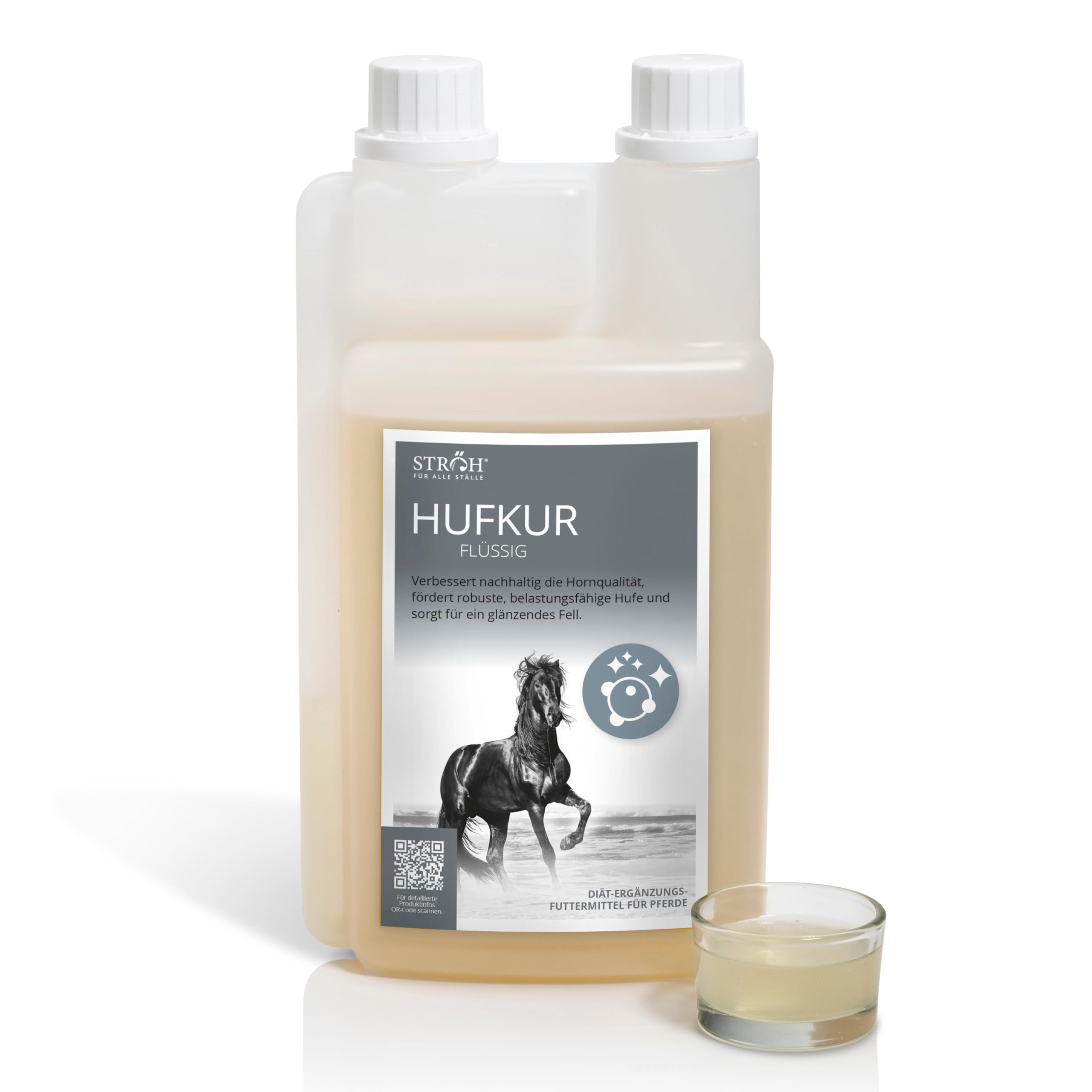 STRÖH Hufkur flüssig für Pferde 1L - Ergänzungsfutter mit Biotin & Zink