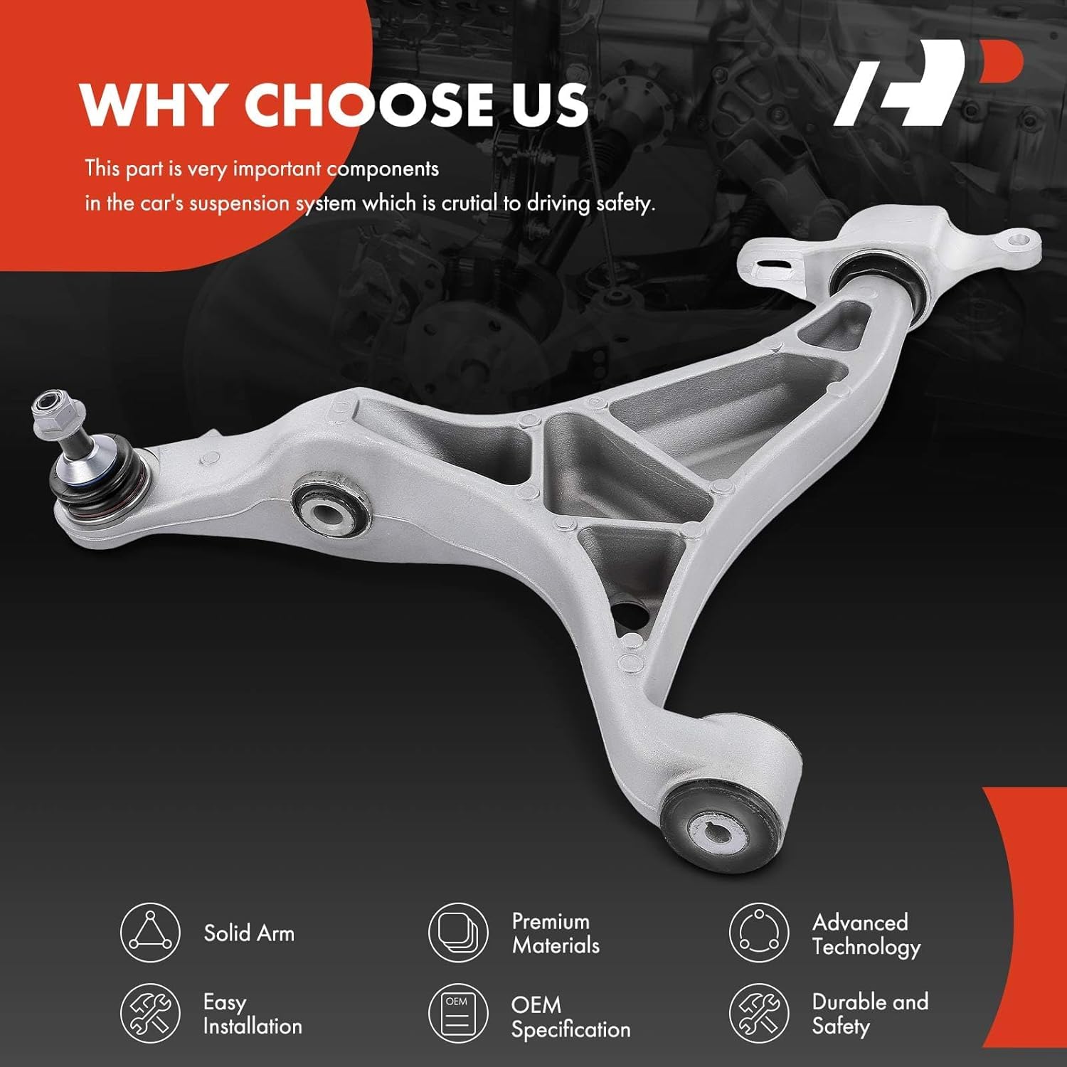 A-Premium Front Left Lower Control Arm, with Ball Joint & Bushing, Compatible with Jeep Grand Cherokee & Dodge Durango, 2016-2020