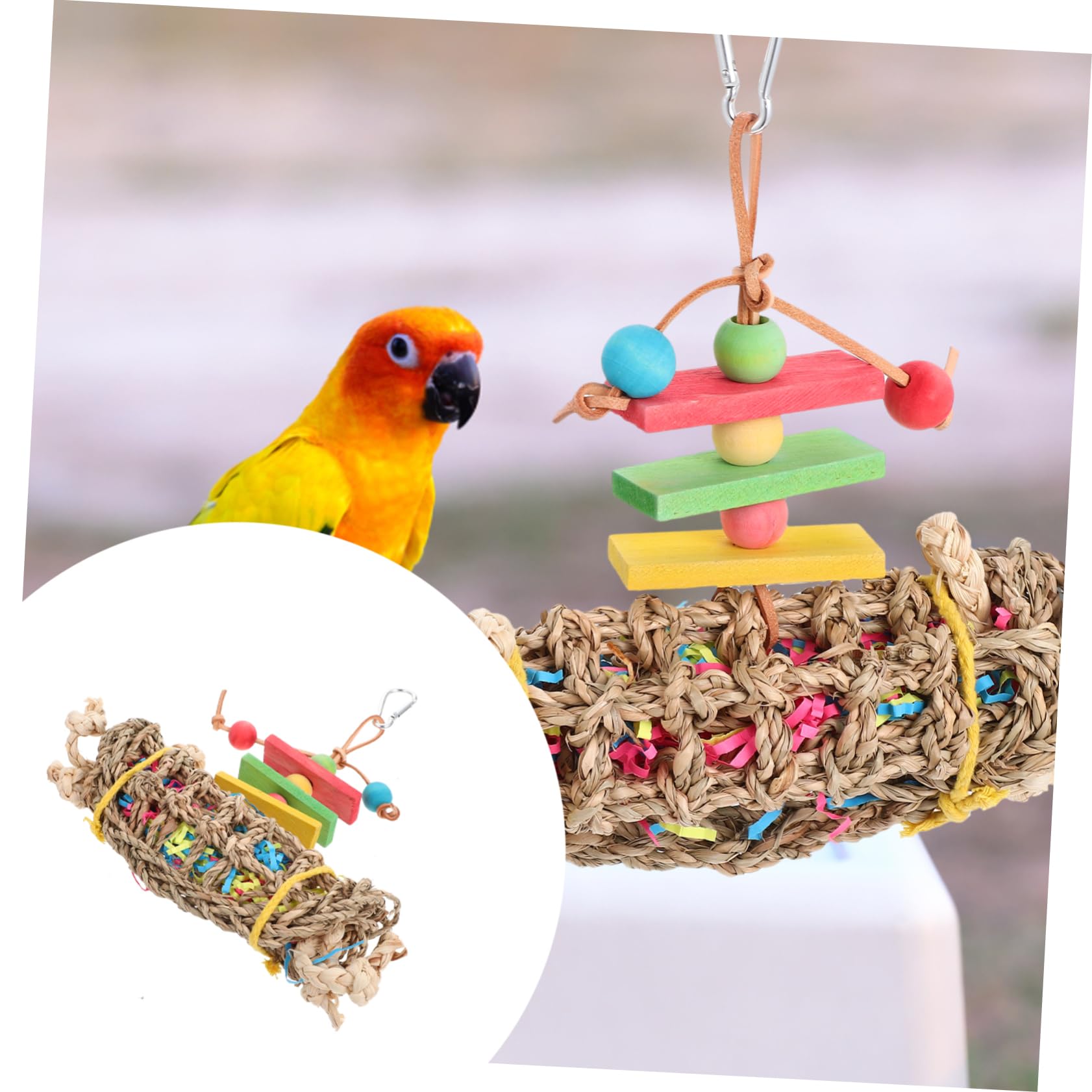 BESPORTBLE 3pièces Jouet à Mordre Suspendu pour Oiseaux Accessoire pour Perroquets Et Oiseaux Jouet Réconfortant Et pour Animaux De Compagnie