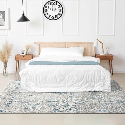 LUXE WEAVERS Alfombra de área azul floral vintage de 6 x 9